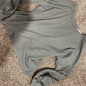 Kaileigh Sage Green Waffle Knit Long Sleeve Open Back Top